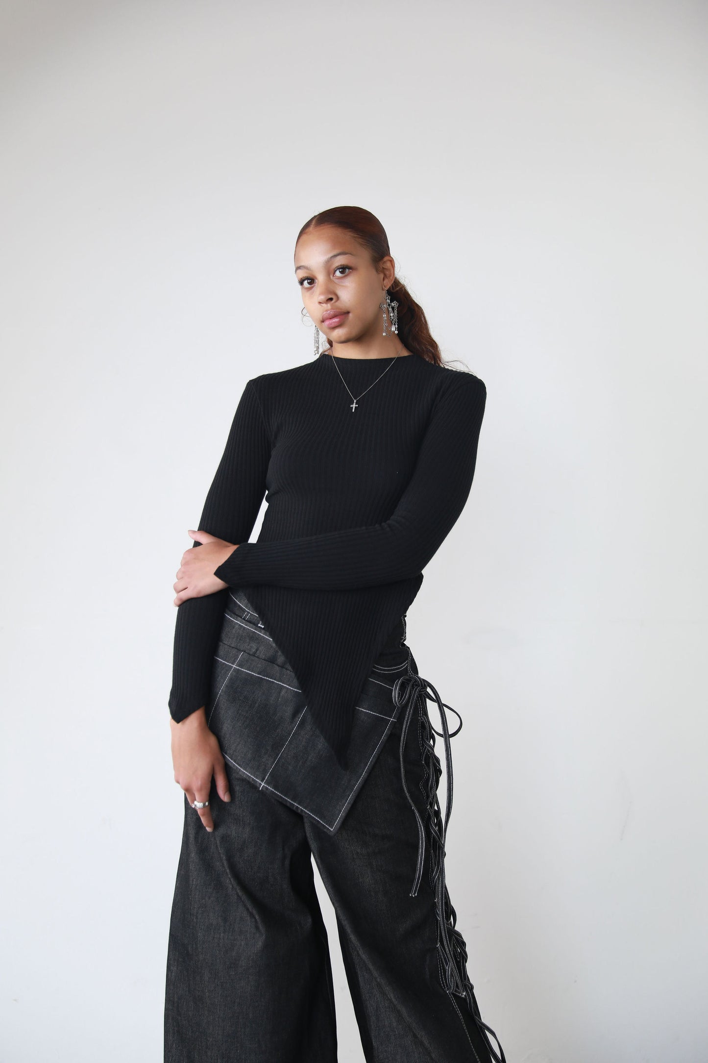 Sliced Mock Neck